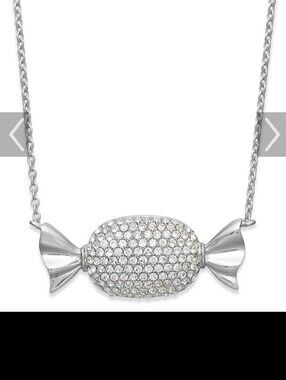BN Sis By Simone Smith CZ Wrapped Candy & Chain - Platinum Plated Silver...